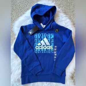 Adidas Size 8 (S) Kids Royal Blue Graphic Hoodie w/ Glow in the Dark Feature